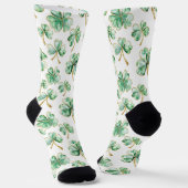 Grün Weiß Gold Shamrocks St. Patrick's Day Socken (Gewinkelt)