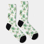 Grün Weiß Gold Shamrocks St. Patrick's Day Socken (Rechts)