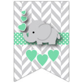Grün, Weiß-Grau-Elefant-Kindersprinkle Wimpelkette (Erste Fahne)