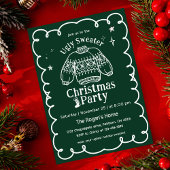 Grün & Weiß handgezeichnet Ugly Sweater Weihnachte Einladung