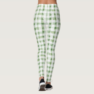 Grün Weiß Kariert Gestreift Leggings