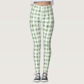 Grün Weiß Kariert Gestreift Leggings (Vorderseite)