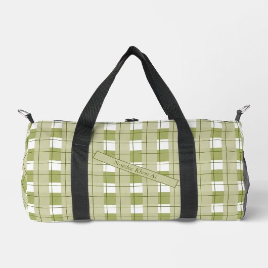 Grün-weiß kariert, Ihr Name Duffle Bag (Vorderseite)