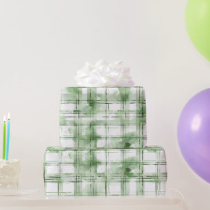 Grün Weiß Kariert Streifen Geburtstag Geschenkpapier