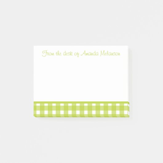 Grün-weiß karierte Gingham-Karo-Muster Post-it Klebezettel (Vorderseite)