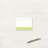 Grün-weiß karierte Gingham-Karo-Muster Post-it Klebezettel (Auf Schreibtisch)