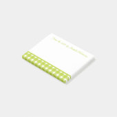 Grün-weiß karierte Gingham-Karo-Muster Post-it Klebezettel (angewinkelt)