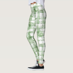 Grün-weiß karierte Streifen Leggings