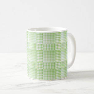 Grün-weiß kariertes abstraktes Muster Kaffeetasse