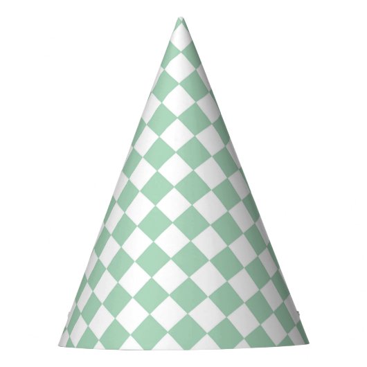 Grün-weiß kariertes Diamantmuster Partyhütchen (Vorderseite)
