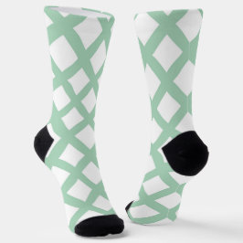 Grün-weiß kariertes Diamantmuster Socken
