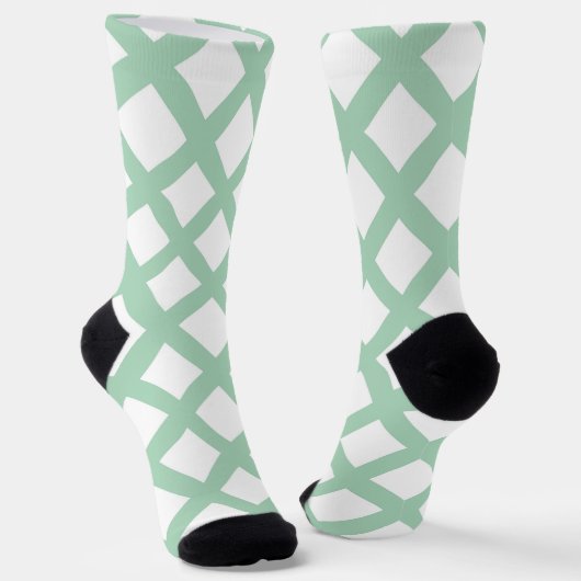 Grün-weiß kariertes Diamantmuster Socken (Gewinkelt)