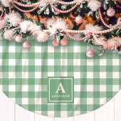 Grün-Weiß kariertes Monogramm Polyester Weihnachtsbaumdecke