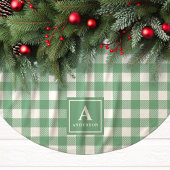 Grün-Weiß kariertes Monogramm Polyester Weihnachtsbaumdecke