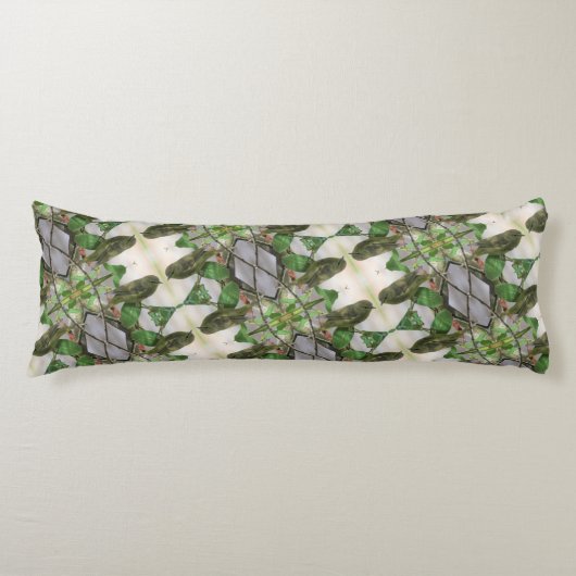 Grün/Weiß Kissen mit Backyard Bird (Vorderseite)