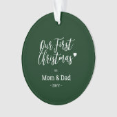 Grün & Weiß Mama Vater Erstes Weihnachtsfest Foto Ornament (Vorderseite)