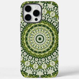 Grün-Weiß-Mandala-Musterdesign iPhone 16 Pro Max Hülle