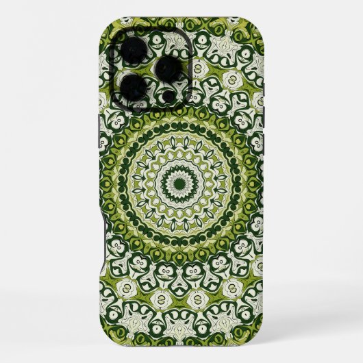 Grün-Weiß-Mandala-Musterdesign iPhone Hülle (Rückseite)