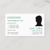 Grün weiß mit Monogramm-Logo und Foto Visitenkarte (Rückseite)