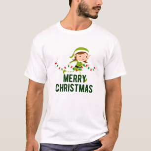 Grün Weiß Moderne frohe Weihnachten T-Shirt