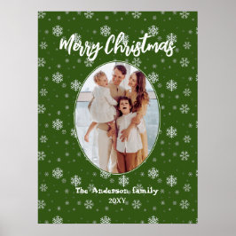 Grün-Weiß-Modernes Foto frohe Weihnachten Poster