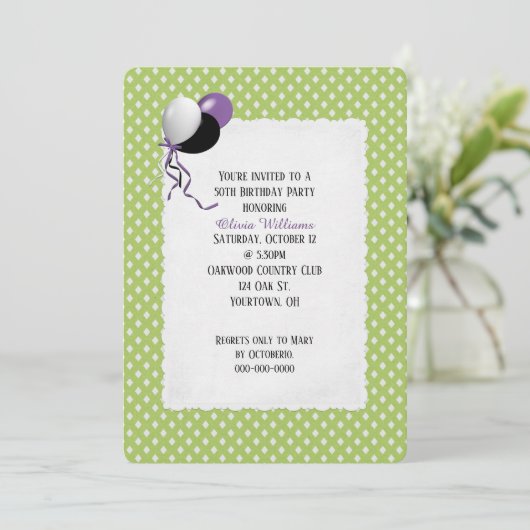 Grün-Weiß-Muster Einladung (Stehend Vorderseite)