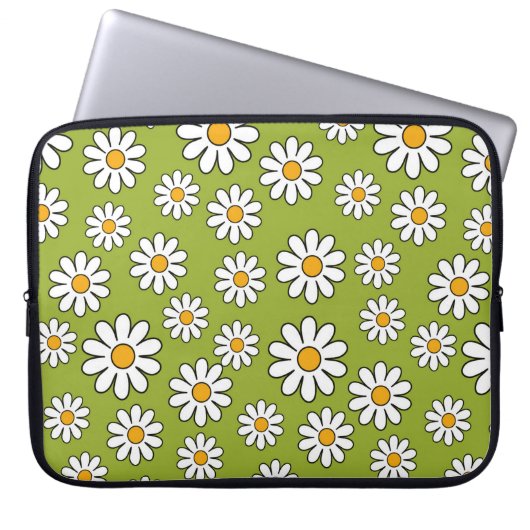 Grün-Weiß-Muster Laptopschutzhülle (Vorderseite)