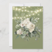 Grün-Weiß-Peony-Lights Hochzeitsfeier Einladung (Rückseite)