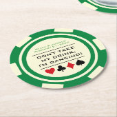 Grün-Weiß-Poker-Chip Ich tanze Drink Runder Pappuntersetzer (Angewinkelt)