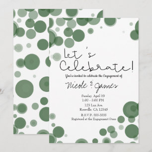 Grün & Weiß Polka Dot Bubbles Feiern Einladung