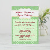 Grün & Weiß Polka Dots Einladung Hochzeit (Stehend Vorderseite)