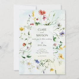 Grün-Weiß-Romantische Sommerhochzeit Einladung