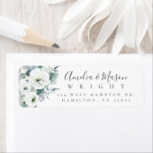 Grün Weiß Rose Elegante Schrift Rücksendeadresse (Insitu)