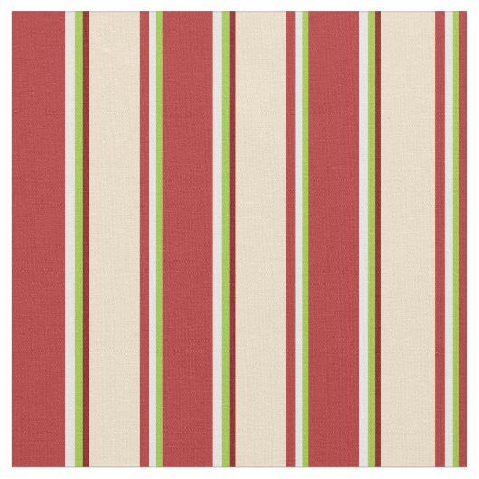 Grün, Weiß, Rot, Tan und Maroon farbene Linien Stoff (Nahaufnahme)
