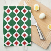 Grün, Weiß, rotes Diamantmuster Geschirrtuch (Viertel Falte)