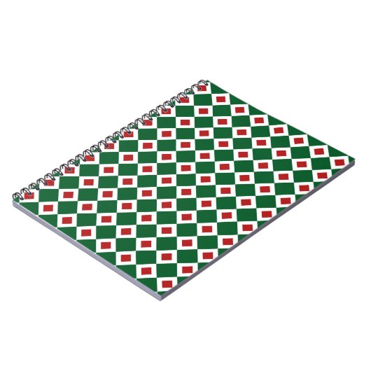 Grün, Weiß, rotes Diamantmuster Notizblock (Linke Seite)