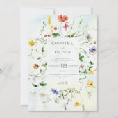 Grün-Weiß-Rustikale Blume Sommerhochzeit Einladung (Vorderseite)