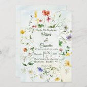 Grün-Weiß-Rustikale Blume Sommerhochzeit Einladung (Vorne/Hinten)