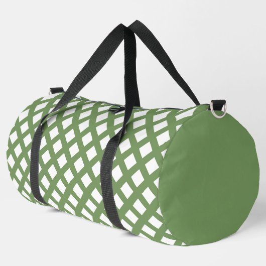 Grün Weiß Schachbrett Diamant Muster Groß Duffle Bag (Linke Ecke)