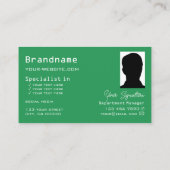 Grün-Weiß-Schachbrett mit Monogramm und Foto Visitenkarte (Rückseite)