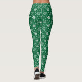 Grün-Weiß-Schneeflockenmuster Leggings (Rückseite)