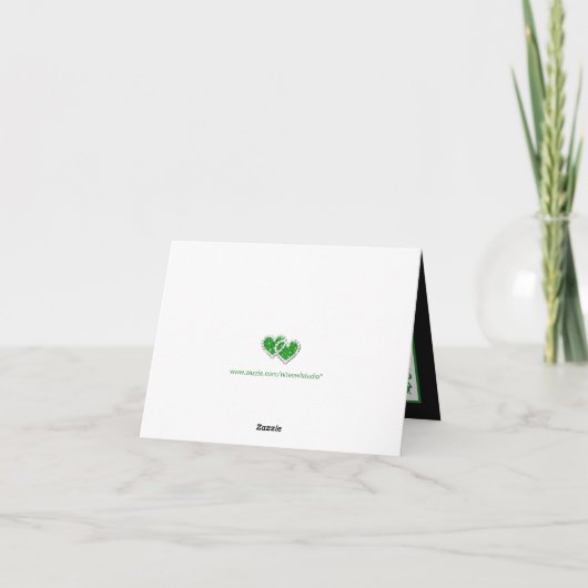 Grün, Weiß, Schwarz-Flora Hochzeit Danke Karte (Rückseite)