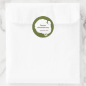 Grün-Weiß-Truthahn glücklich dankend Gewohnheit Gu Runder Aufkleber (Tasche)