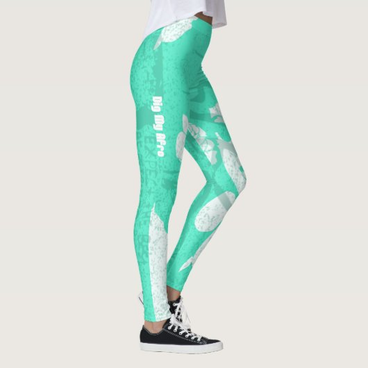 Grün, Weiß und Graffiti Leggings (Rechts)