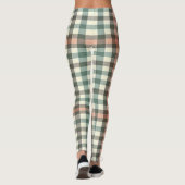 Grün, Weiß und Orange Kariert Leggings (Rückseite)