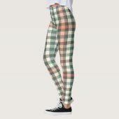 Grün, Weiß und Orange Kariert Leggings (Links)