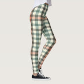 Grün, Weiß und Orange Kariert Leggings (Rechts)