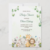 Grün-Weiß-Wasserfarben-Babydusche Einladung (Vorderseite)