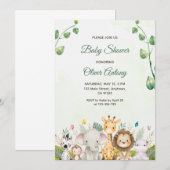 Grün-Weiß-Wasserfarben-Babydusche Einladung (Vorne/Hinten)