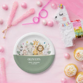 Grün-Weiß-Wasserfarben-Babydusche Pappteller (Party)